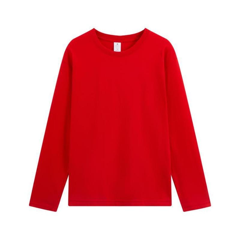 Live Broadcast 230g Heavyweight Pure Cotton Solid Color Long Sleeve T-Shirt with Printed Logo