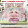 3pcs Fitted Sheet Set Soft Fluff Town Lulu-Sleepy Bunny Breathable Fitted Sheet Set for Home Decor with 2 Pillowcases For Kids