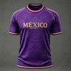 Men's Casual V-Neck Short Sleeve T-Shirt with Mexico Letter Graphic