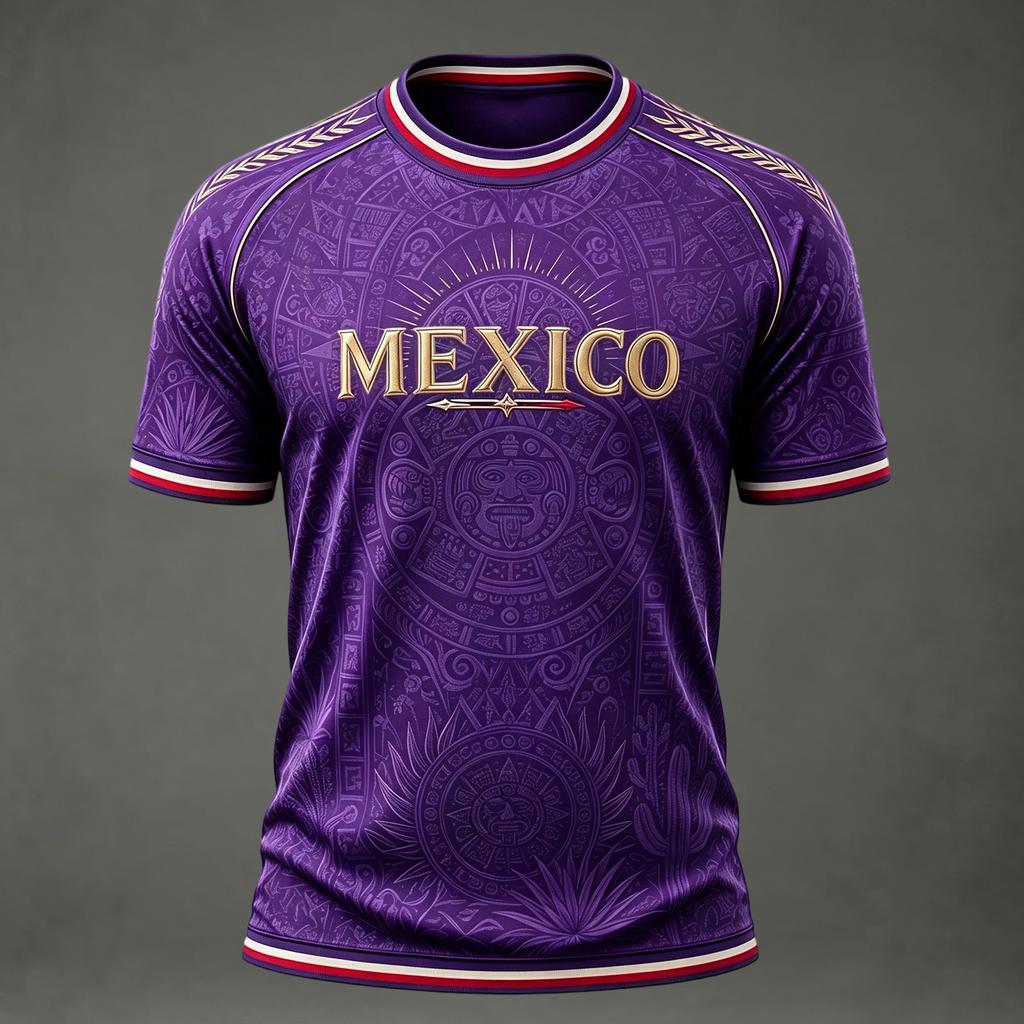 Men's Casual V-Neck Short Sleeve T-Shirt with Mexico Letter Graphic