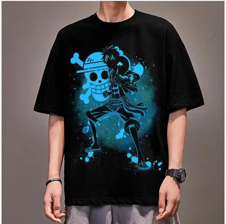 

One Piece Luffy Cosplay Anime T-Shirt Tee Undershirt 100% Cotton Black 2XL