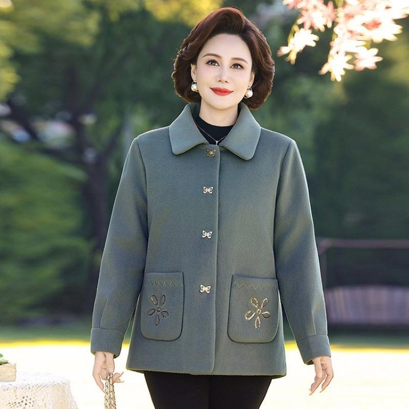 

Новая мама осень и зима стеганое шерстяное короткое пальто среднего возраста для женщин среднего возраста 0 утолщенный топ 5XL [recommended 150-80kg] зелёный