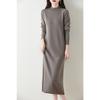 Autumn Winter Women's Wool Long Dress Cashmere Mock Neck Pullover Sweater Soft Knitwear OL Simple Basic Dress