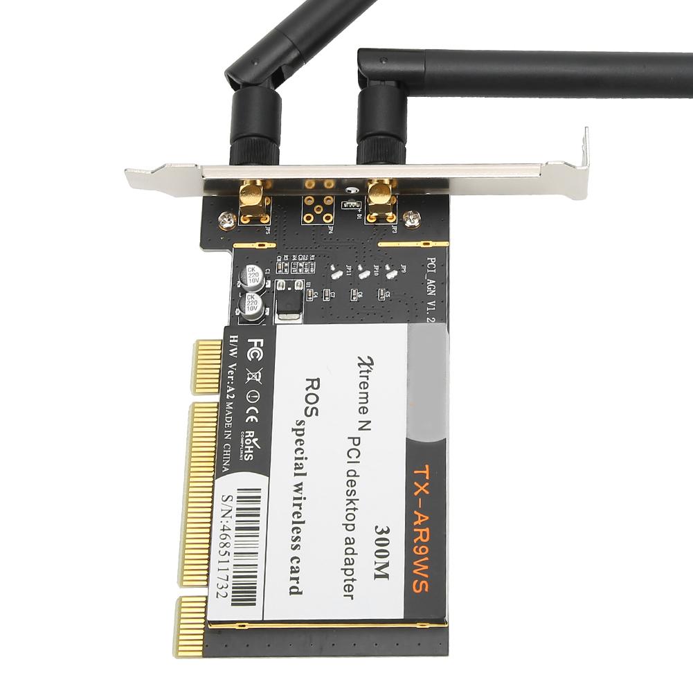 PCI Desktop Adapter 300Mbps 802.11b G N Wireless WiFi Network Card 2 Antennas AR9223