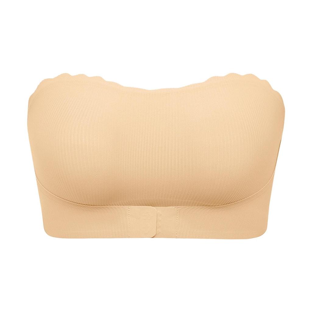 Trådlösa Axelbandslösa Bh:ar Med Knäppning Framtill För Kvinnor Push Up Bandeau Komfort Framhake Nedre Kant Bralette Underkläder