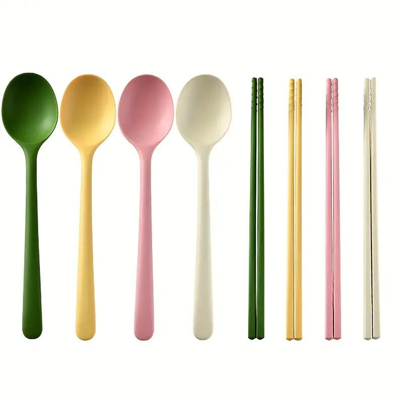 

8pcs silicone cutlery set, non slip chopsticks and main spoon cutlery set, suitable for families, restaurants, holiday gifts