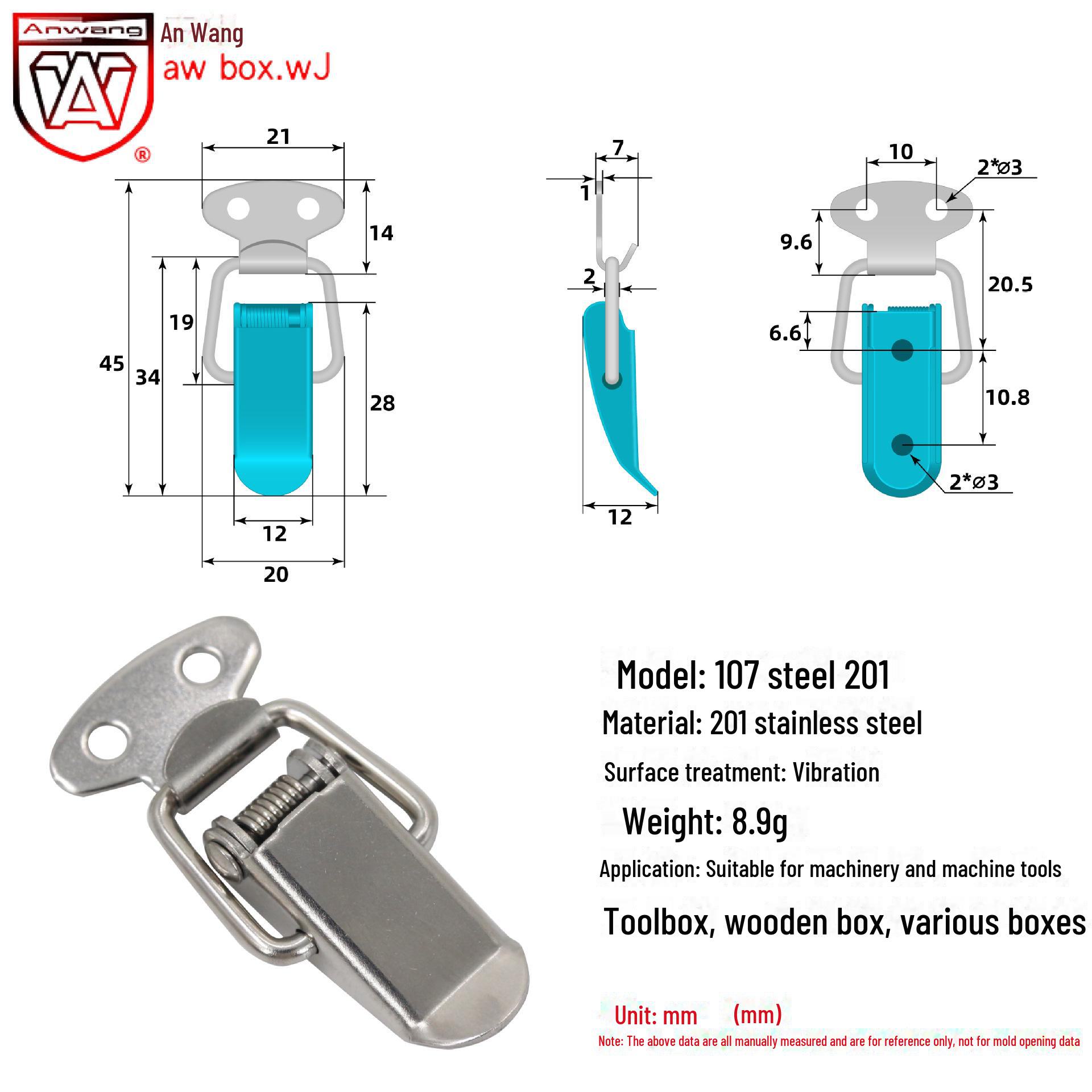 

Пряжка для навесного замка Anwang 201 из нержавеющей стали для коробок и багажа 107