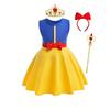 Snow White Princess Dress 3-4 Years 110cm Yellow/Blue with Headband, Tiara and Wand Cotton Fancy Costume