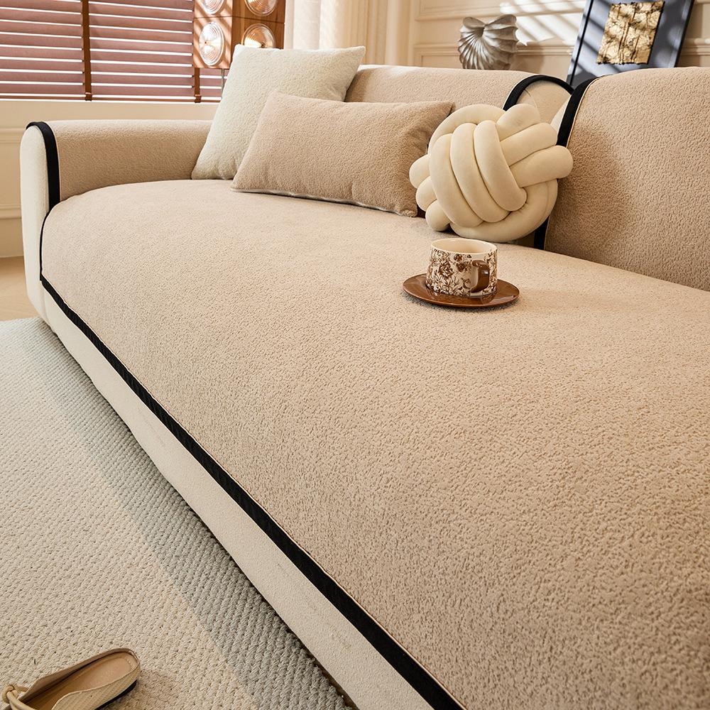 Cream Wind Seat Cushion Four Seasons Universal Sofa Cushion Chenier Non-Slip Modern Home Leather Sofa Cover Backrest Cover