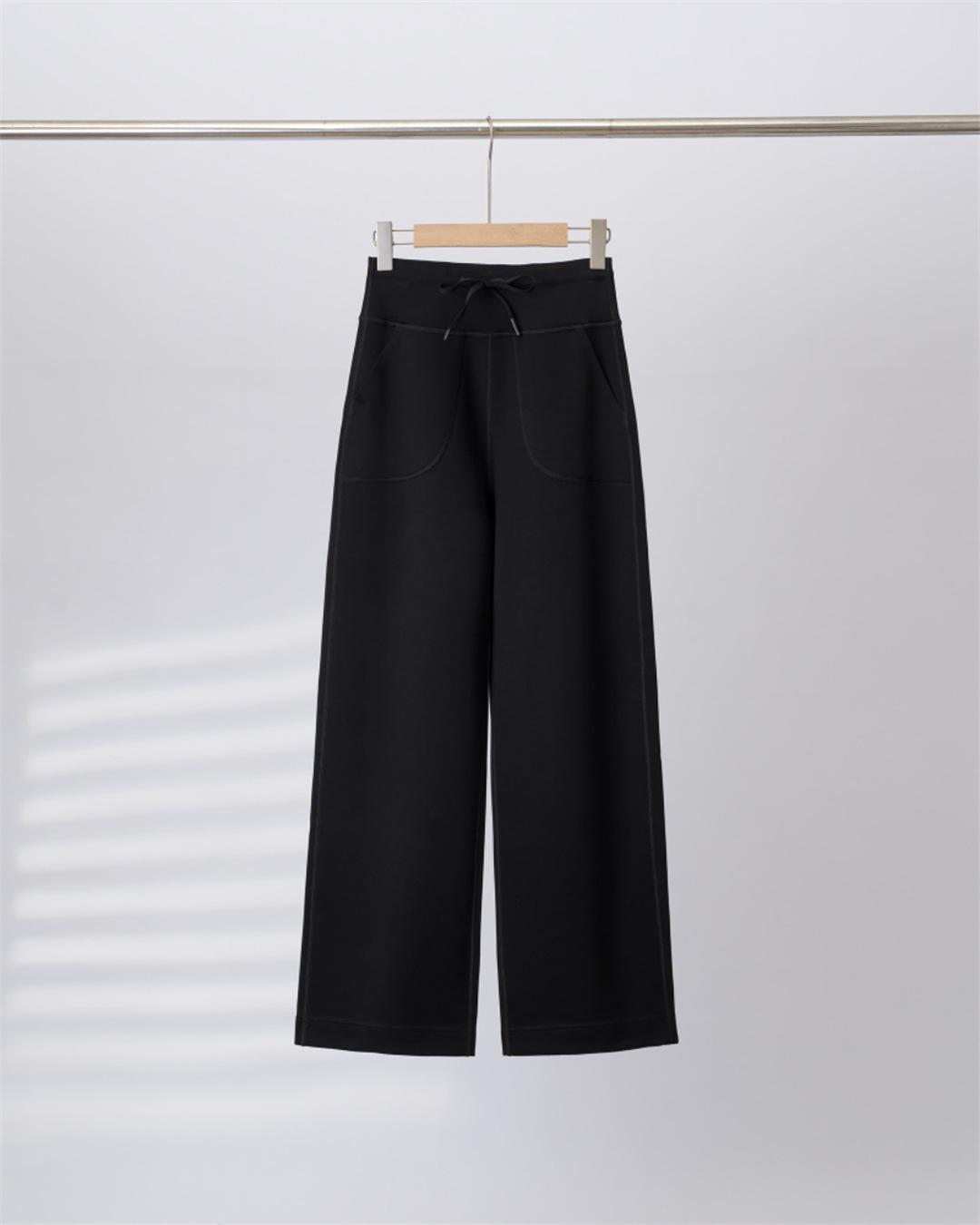 

LU Style: High-Waisted Slim-Fit Modal Yoga Pants with Fleece; Cloud Knit Wide-Leg for Women - Winter Warmth XL (recommended 150-170 jins) чёрный