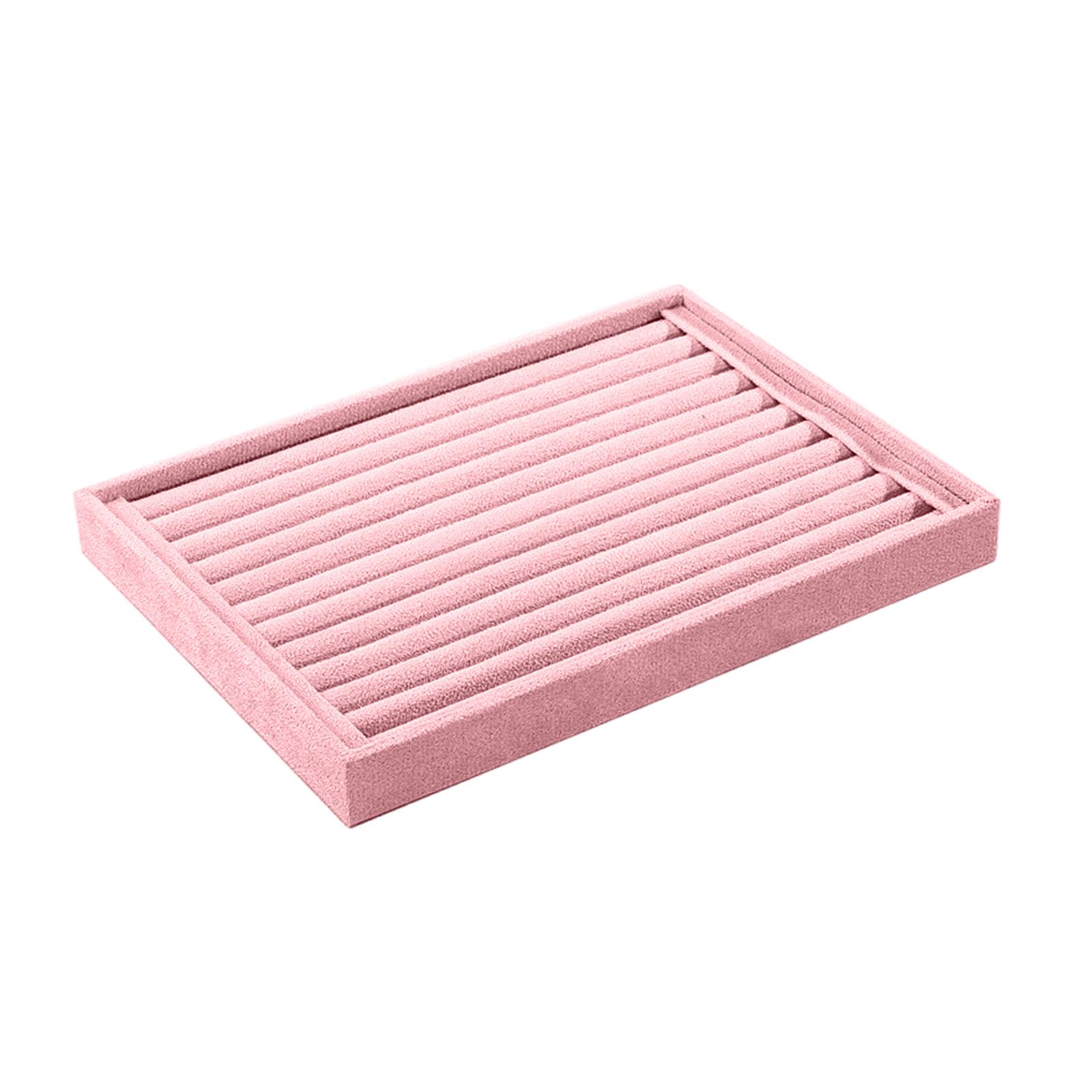 

Штабелируемый бархатный органайзер для ювелирных изделий Лоток для хранения колец Подставка для сережек Браслеты Держатель для ожерелий розовый