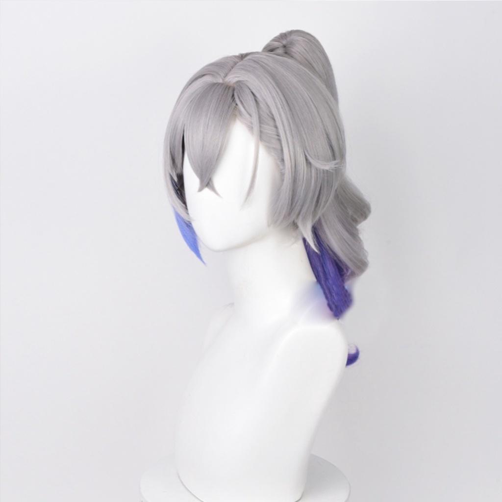 Silver Wolf Cosplay Wig Medium Length, Hand-woven With High-temperature Fiber
