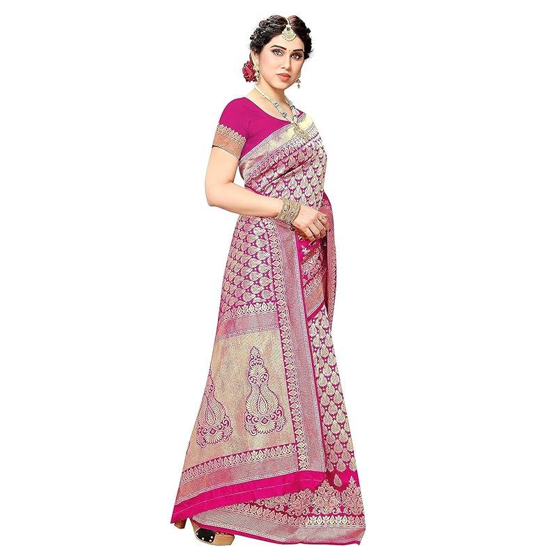 Yashika Women s Trendy Banarasi Kanjivaram Pink Color Art Silk Saree with Blouse Material (MALIYA PINK) Free Size розовый
