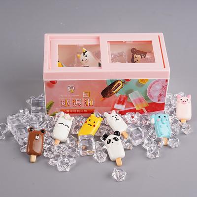 Simulation Harz Zubehör Eiscremeschrank Cartoon Tier Eis am Stiel DIY Schmuck Zubehör Materialien Kinderspielhaus Spielzeug