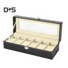 Watch Storage Box with Transparent Window And Lock Wooden Bracelet Organizer Faux Leather Dustproof Jewelry Storage Case