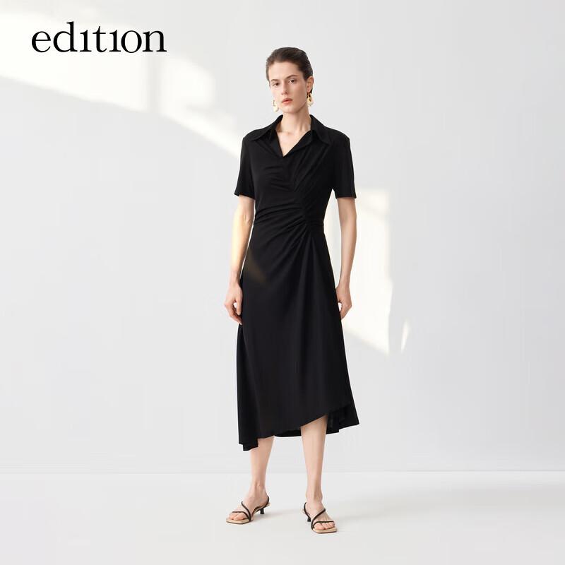 Edition Damen Elegantes Triacetat A-Linien Langhemdkleid