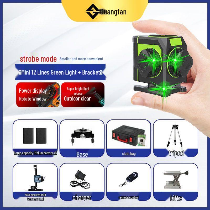 Mini High Precision Laser Level with 12 Red Light Lines and Automatic Wall Alignment