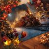 Winter Snowman Area Rug Festive Home Decor Poinsettia Flowers Pattern Large Carpet Hat Scarf Lantern Printed Floor Mat