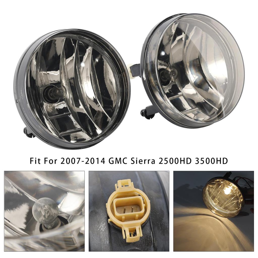 Pair Front Fog Lights Lamps With Bulbs For GMC Sierra 1500 2007-2013