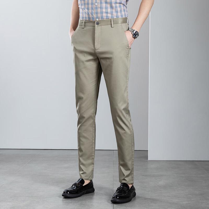 Luomeng Men's Lyocell Blend Straight-Leg Casual Pants