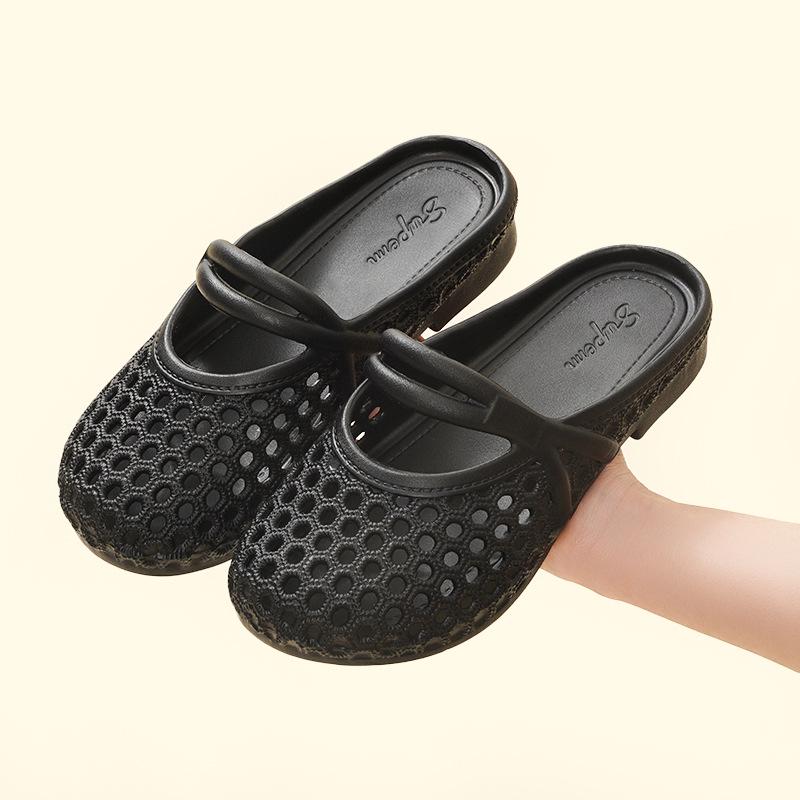 Schicke Pearl-Mesh-Slipper für den Sommer – Bequeme, rutschfeste geschlossene Commuter-Slipper für Damen für den Außenbereich