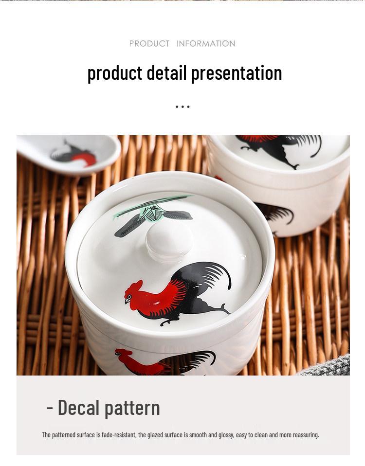 Retro Chinese Ceramic Stew Pot for Single Servings - Ideal for Soup, Dessert, and Bird's Nest Stews