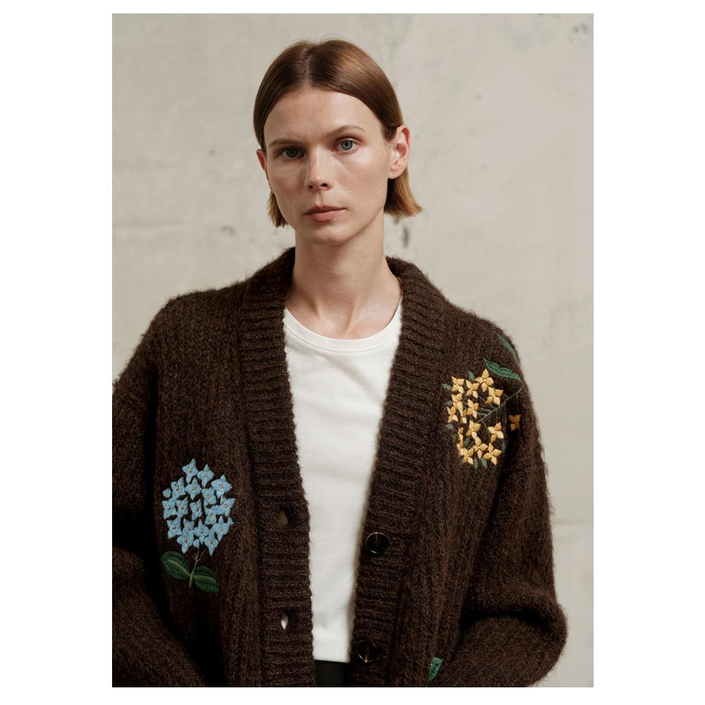 DIMANAF 2025 Plus Size Autumn Sweaters Coat Cardigan Pockets Women Pattern Printing Buttons Sweaters Knitting Loose Sweater