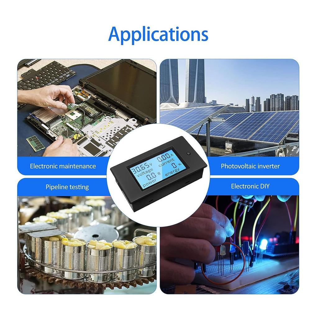 Digitales Amperemeter, Voltmeter, DC 6,5 V-100 V, 100 A, 50 A, 20 A, Multimeter, Leistungsmesser, LCD-Anzeige, Volt, Watt, Leistungsmesser, Energiemesser mit 100 A/75 mV Shunt