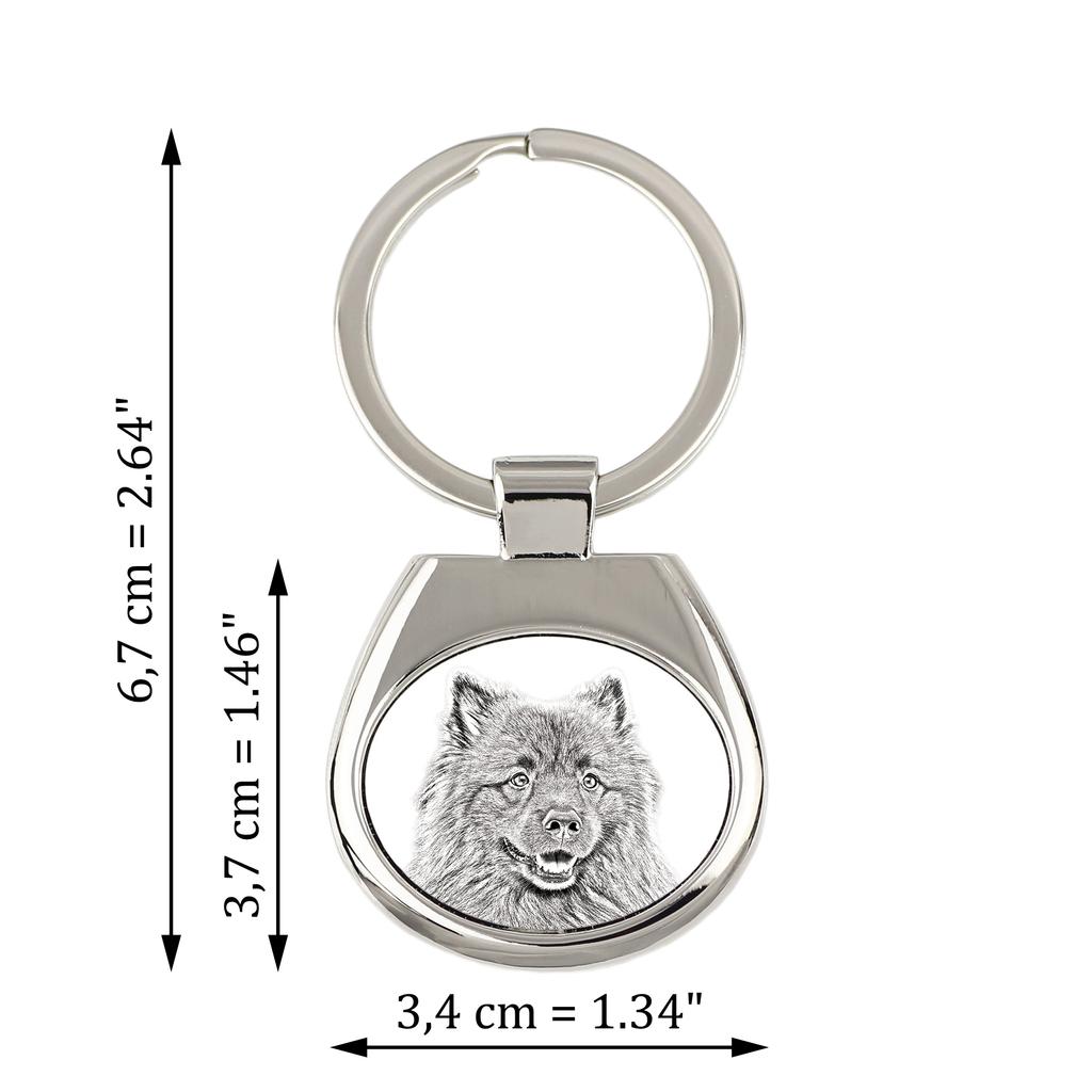 Keeshond, Dutch Barge Dog, Smiling Dutchman, - keychain with a dog, keychain with a print, personalized pendant from the Art-Dog brand