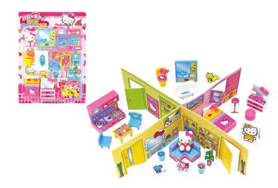 Onoeman Hello Kitty New Happy House Pretend Play Toy for Ages 3 and Up, 023053