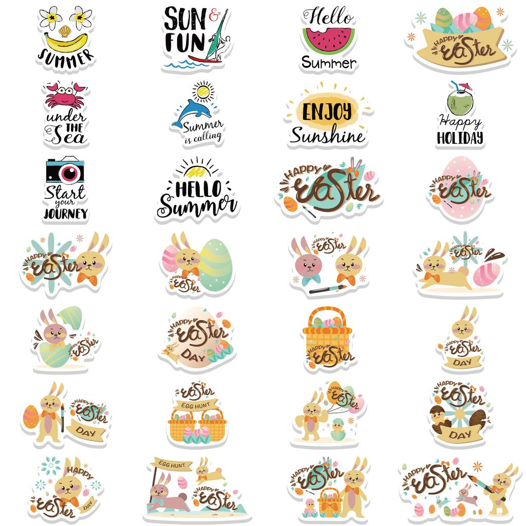56 Cartoon Holiday Fresh Graffiti Stickers Decorate Suitcase Pen Guitar Notebook Waterproof Explosive