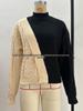 Women's Color Block Half-High Collar Cable Knit Sweater - Autumn/Winter European & American Loose Casual Style