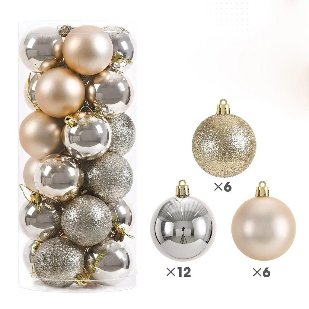 24Pcs 3cm Christmas Balls Xmas Tree Ornaments Hanging Pendants Home Party New Year  2025 Decor Gift