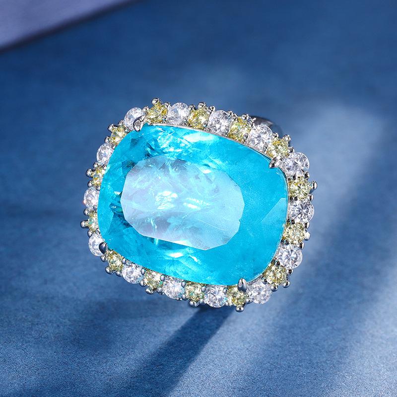 Jewelry Copper Bottom Gold-Plated Package Simulation Paraiba Color Fat Rectangular Light Luxury Texture Set 15 * 20