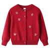 Spring and Autumn Hand-embroidered Flower Children's Sweater Cardigan Jacket Pure Cotton Children's Knitted Cardigan