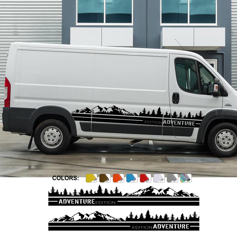 Van Door Side Stickers For Fiat Ducato Peugeot Boxer Citroen Jumper Camper Car Graphics Mountain Decor Decals Tuning Accessories
