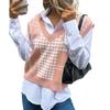 Vintage Fashion Elegant Casual Autumn and Winter Women's Kilobird Check Knitted Sweater Vest