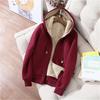 2Pcs/Set Long Sleeves Zipper Closure Elastic Waist Multi Pockets Fleece Lining Women Tracksuit