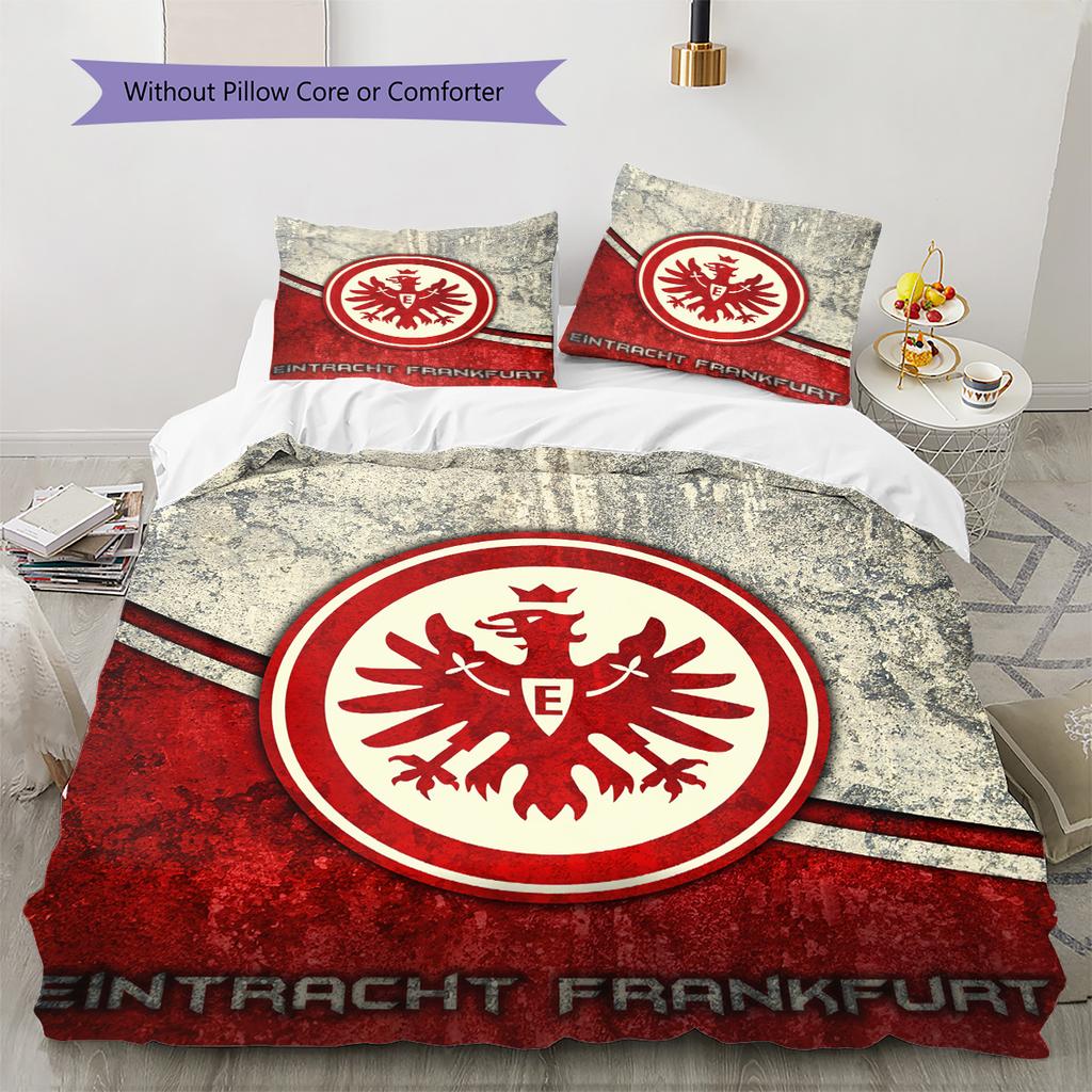Eintracht Frankfurt Vzorované povlečení Sada přikrývek Dekorace do domácnosti Dárek (1 * povlak na peřinu + 2 * povlak na polštář bez jádra)