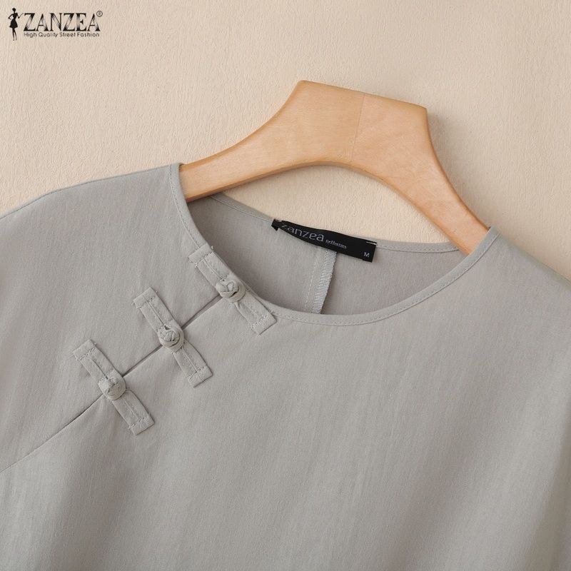 ZANZEA Women Casual Round Neck Solid Color Sleeveless Blouse