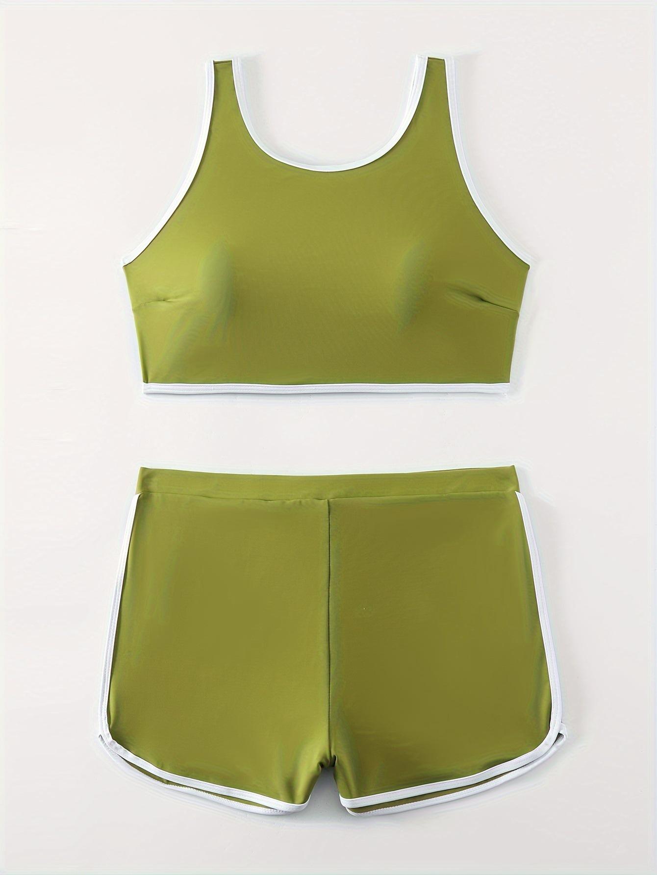 

Однотонный глубокий V-образный сексуальный спортивный раздельный купальник для женщин - Европейский и американский стиль L