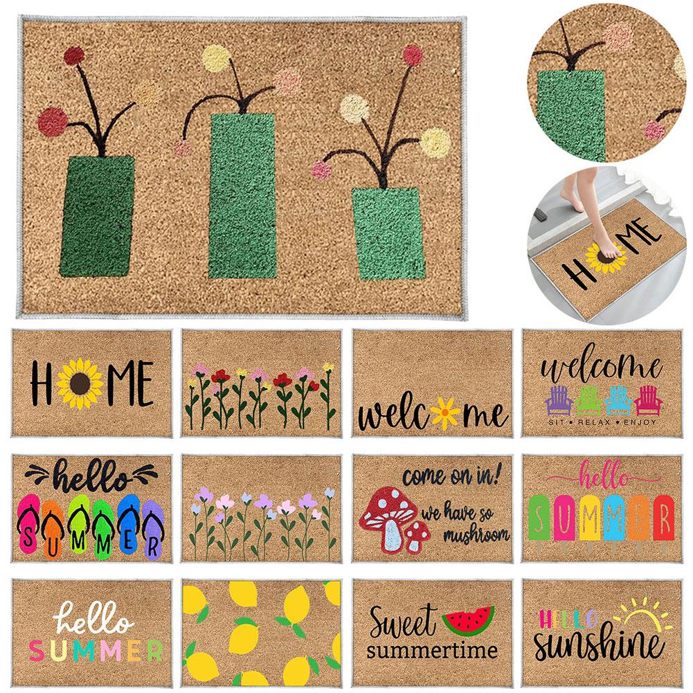 Hello Door Mat Absorbent Welcome Door Mat Non Slip Front Door Mat Decorative Low Profile Doormat for Bathroom Entryway