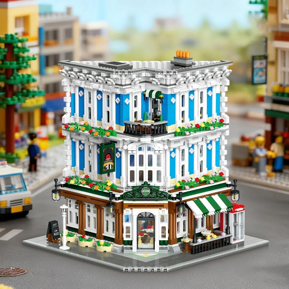 City Street Scene Building Blocks Set Modular House DIY Bricks Model Kit Creative Assembly Toy Decor Collectible Gift for Adults