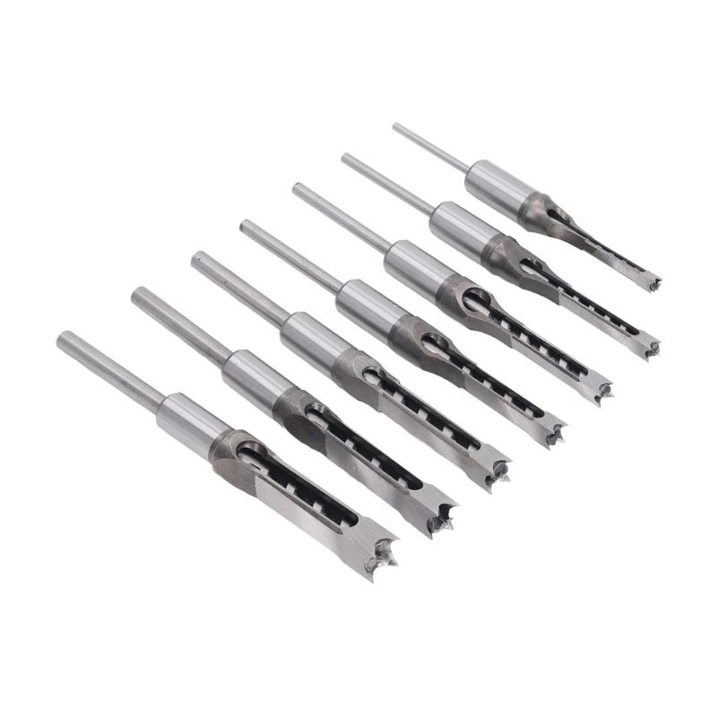 

Premium Woodworking Square Mortising Drill Bits 7 Pieces Kit Heat Treated Carbon Steel Material Drill Bits For Longevity 1