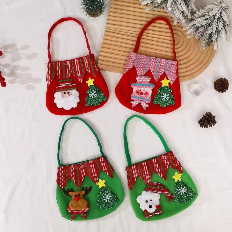 

Christmas Fabric Gift Bags, All-in-One, Santa Claus, Snowman, Wapiti, Bear, Home Decor, Christmas Ornament Storage Bags 2pcs