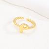 Adjustable 18K Gold Bubble Beaded Open Ring with 26 Alphabet Options