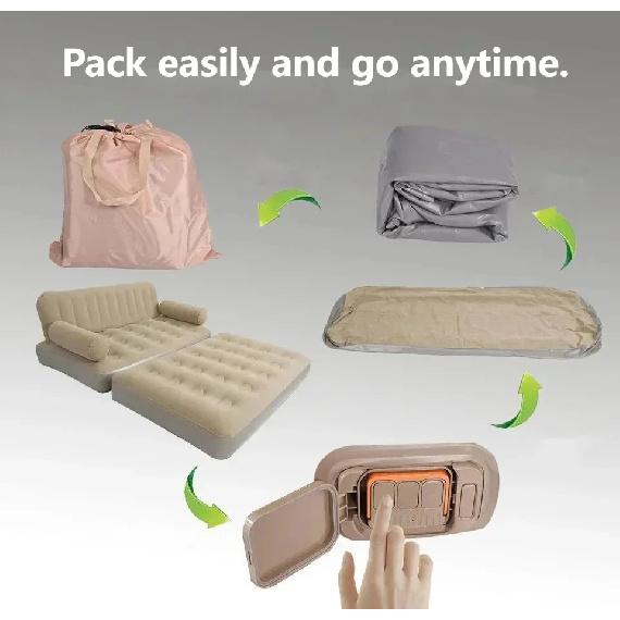 Outdoor Camping Folding Inflatable Sofa With Heightened Backrest And Automatic Thickening For Napping Home Inflatable Sofa Bed