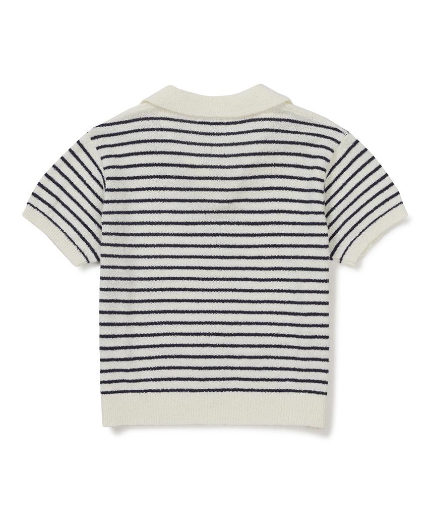 CLOVE [26Sm Clove] Stripe Boucle Collar Knit (Ivory)