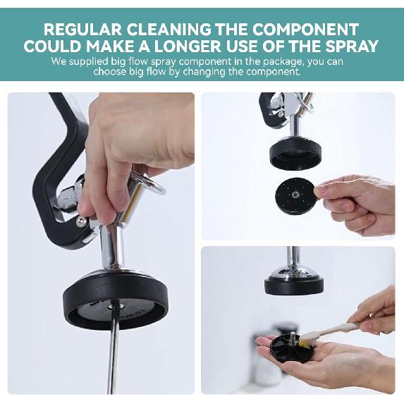 Pre Rinse Sprayer with Black 7/8"-20UNEF Handle Grip Assembly, 1.42 GPM High Pressure Pull Down Spray Head, Handheld Dish Sprayer Nozzle Replacement