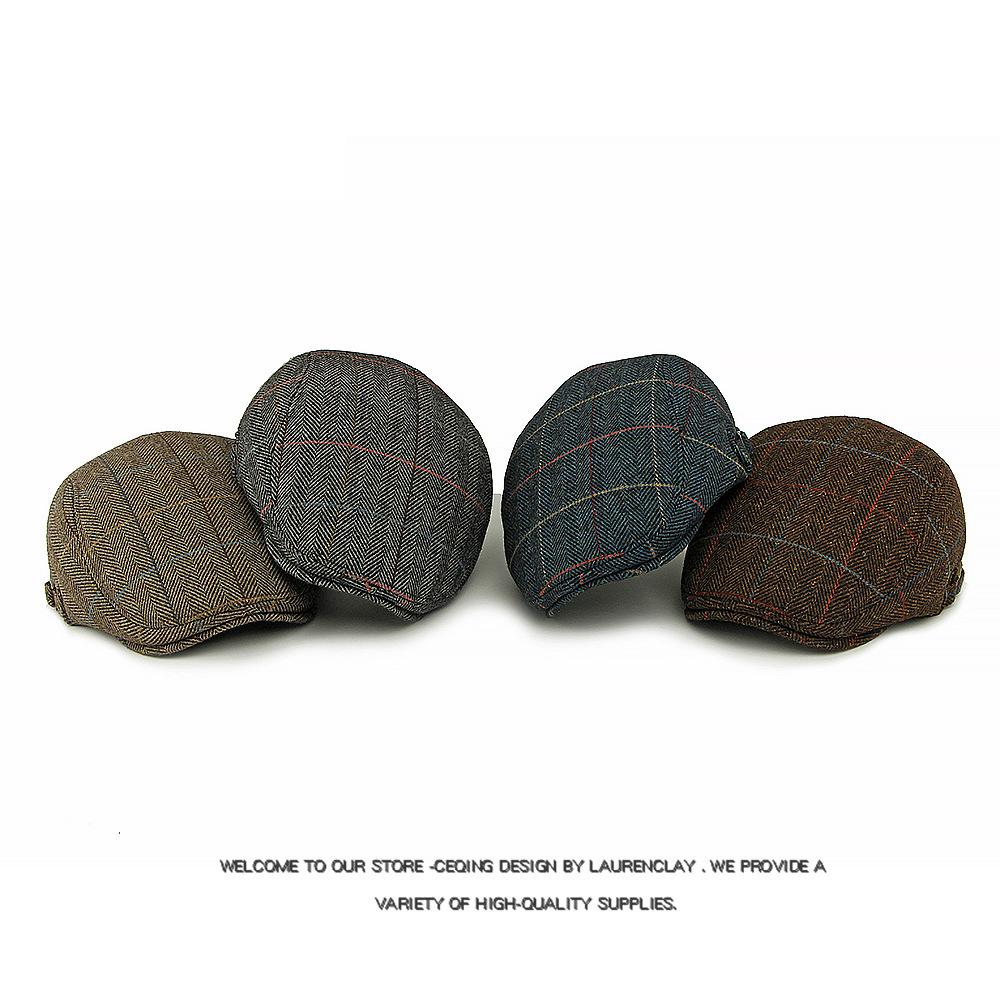 Autumn Winter Velvet Warm Peaked Cap Men's Wool Beret British Vintage Middle-Aged and Elderly Forward Cap